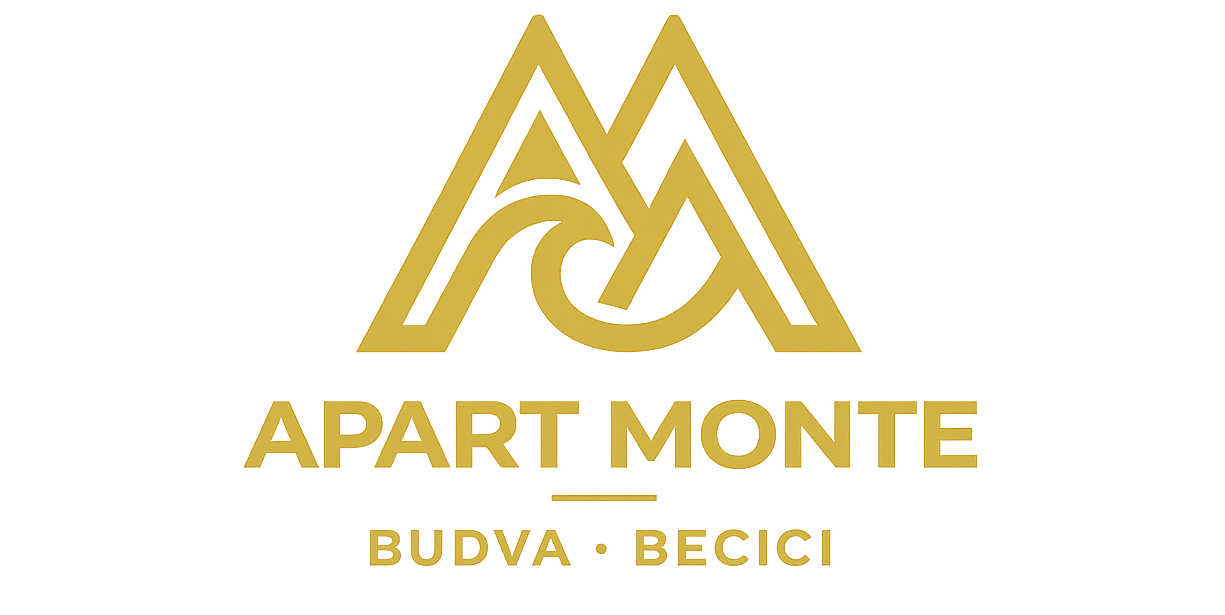 ApartMonte gold logo for family apartments in Bečići, Budva, Montenegro